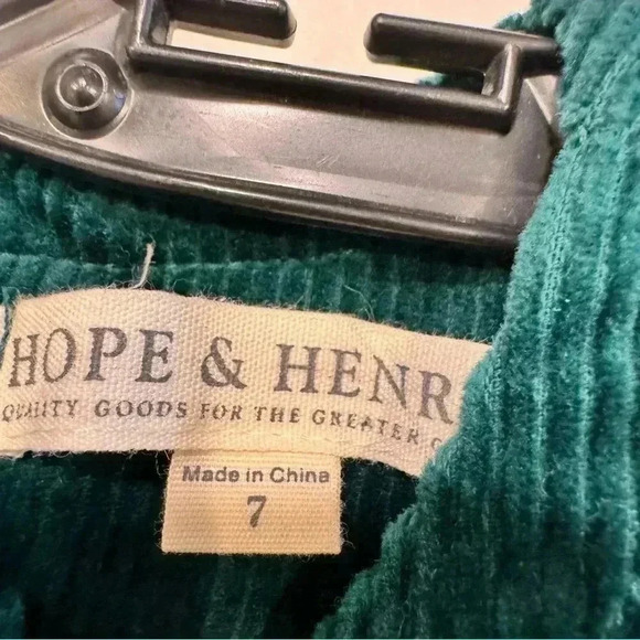 Hope & Henry Girls Corduroy Dress With Bow Green Size 7 - Picture 4 of 9